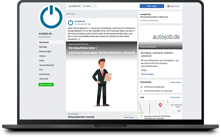 Stellenanzeige auf Facebook